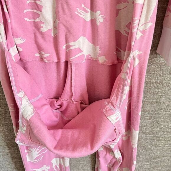 Lazy One Womens Pajamas One Piece Jumpsuit Pink XL Moose Print Flap Jack Cotton - Picture 8 of 14